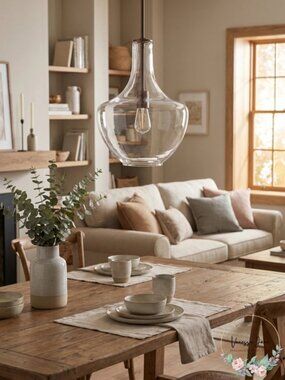 Kichler Everly 13.75in W Olde Bronze Clear Seedy Glass Pendant Light